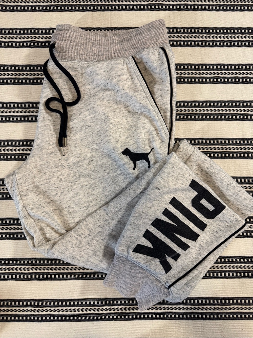 Victoria's Secret Heather Gray Jogger Sweatpants with Black Accents